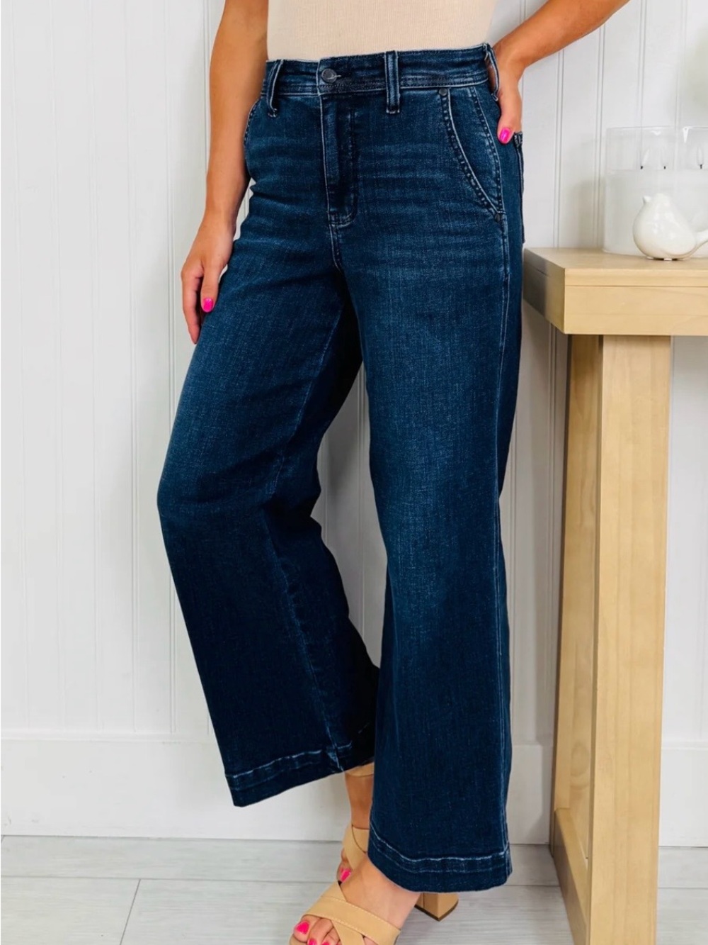 Judy Blue Timeless Touch Trouser Wide Leg Ankle Jeans